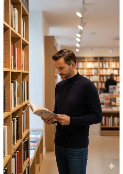 Erkek Kışlık Pamuklu Triko Ince Örme Yarım Balıkçı Yaka Kazak Rahat Kesim Tam Kalıp fırsatları