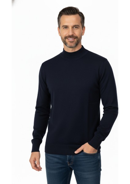 Erkek Kışlık Pamuklu Triko Ince Örme Yarım Balıkçı Yaka Kazak Rahat Kesim Tam Kalıp indirimleri