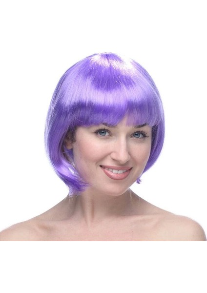 Bfs Nessiworld Lila Renk Kısa Model Parti Peruğu - Lila Renk Küt Saç