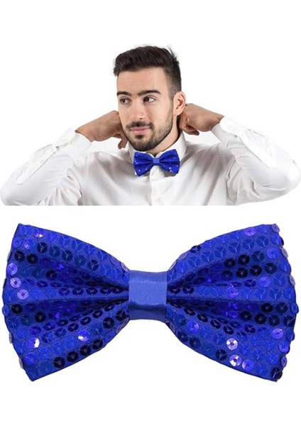 Bfs Gece Işıltısı Mavi Payetli Pullu Papyon 7x2 cm fırsatları