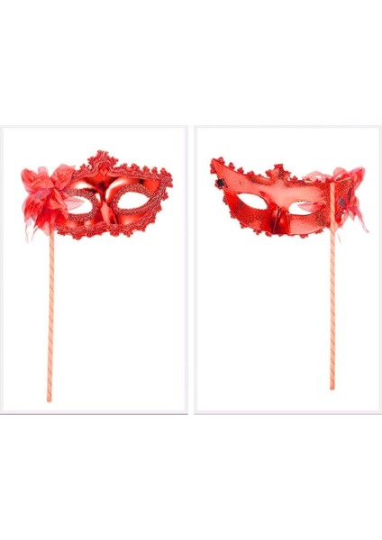 Bfs Kırmızı Işıltılı Tutmalı Fotoğraf Çekimi Maskesi 18X29 cm