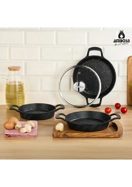 Kuvars Cam Kapaklı 6 Parça Döküm Sahan Seti