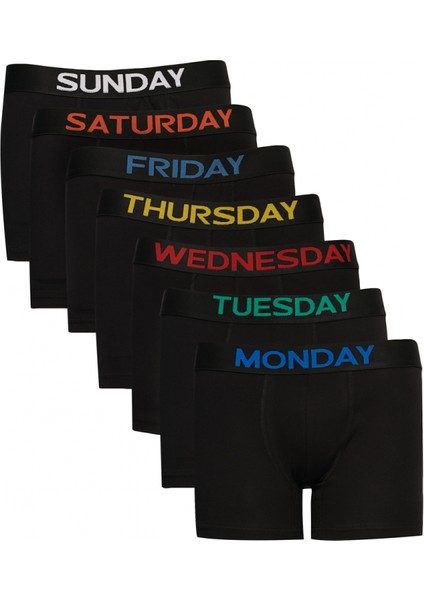 Erkek Siyah 7 li Pamuklu Esnek Boxer Paketi