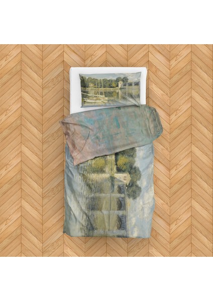 Impression, Sunrise & The Argenteuil Bridge Çift Taraflı Nevresim Takımı 160 cm x 220 cm