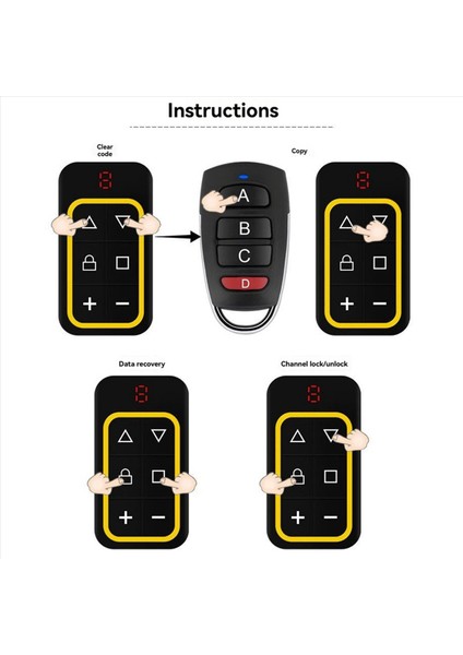 2x 8ch Çok Frekanslı Garaj Kapısı Uzaktan Kumanda 270-868MHZ Rf Kopyalama Frekansı Otomatik Olarak Tanımlayın Sarı (Yurt Dışından) indirimleri
