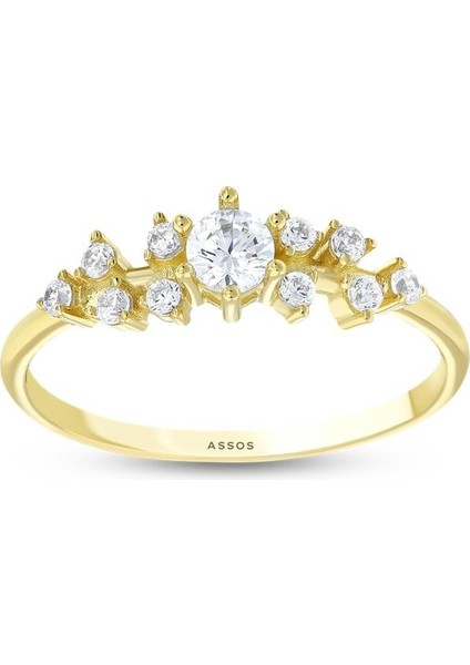 Taşlı Tasarım Altın Yüzük - 14K