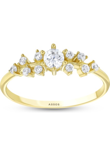 Taşlı Tasarım Altın Yüzük - 14K fırsatları