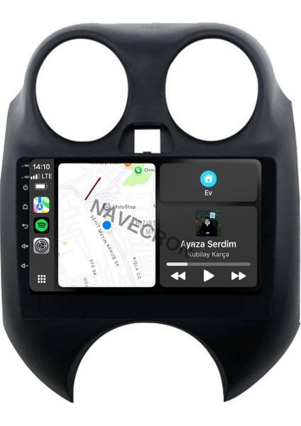Nıssan Mıcra 2011-13 9" Uyumlu Android Multimedia Gerçek 4/64 Kablosuz Carplay Geri Görüş Kameralı
