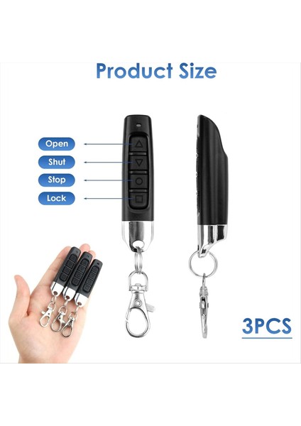 3 Adet 433MHZ Uzaktan Kumanda Garaj Kapısı Uzaktan Kumanda El Verici Teksir Evrensel Kod Kopyalama Için (Yurt Dışından) fiyatları