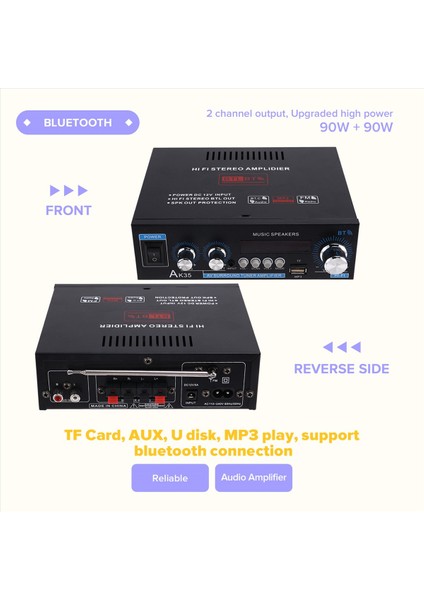 AK35 800W Dijital Amplifikatörler Bas Audio Güç Bluetooth Amp Hifi Fm Subwoofer Hoparlörler Araba Teknesi Keravan Abd Fişi (Yurt Dışından) indirimleri