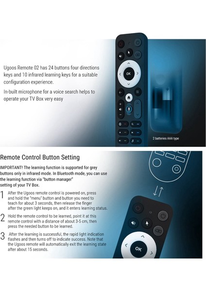 3x UR02 Bluetooth Ses Uzaktan Kumanda Değiştirme Ugoos Am8 Pro AM6B Am6 Artı X4 X4Q Küp Pro Ekstra Tox1 Tox3 Tox4 (Yurt Dışından) modelleri