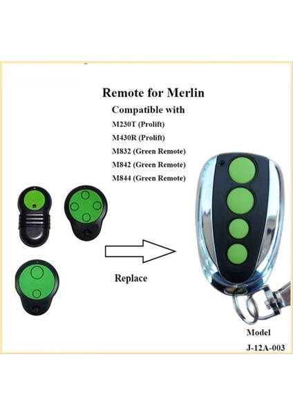 Merlin M832 M842 Prolift 230T/430R 433 92MHZ Garaj Kapısı Uzaktan Kumanda Kapısı Açacakları Anahtarlık Verici Komutu (Yurt Dışından) fırsatları