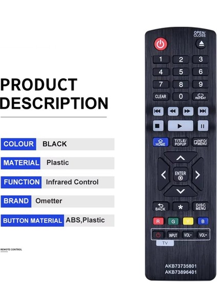 AKB73735801 AKB73896401 Lg Blue Ray Dısk DVD Oynatıcı BP50 BPM25 Için Uzaktan Kumanda (Yurt Dışından) modelleri