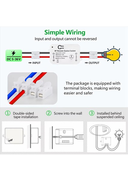 2x 433MHZ Kablosuz Uzaktan Kumanda Anahtarı 10A Dc 6V 12V 24V 30V 36V Mini Rf Röle Alıcı Verici (Yurt Dışından) fiyatları