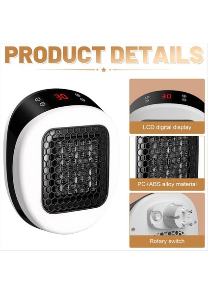 Uzaktan Kumandalı Priz Fanlı Isıtıcı 10 M²/25 M³&#39 E Kadar Odalar Için Termostatlı ve 12 Saat Zamanlayıcılı Seramik Isıtıcı Ab Fişi B (Yurt Dışından) modelleri