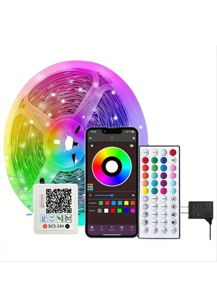 Dc 24V Rgb LED Bant Strip Bluetooth 10M Metre Çok Renkli Yapışkan LED Bant Uygulaması Kontrol Buz Ipi Ab Fiş (Yurt Dışından)