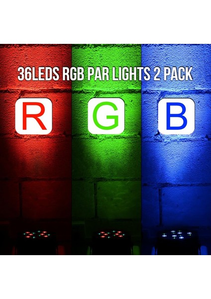 Dj Stage Hafif Kablolu Rgb 36 Düğün Partisi Kulübü Noel Sahne Aydınlatma (2 Paket) Için Dj Uplighting ile LED (Yurt Dışından) fiyatları