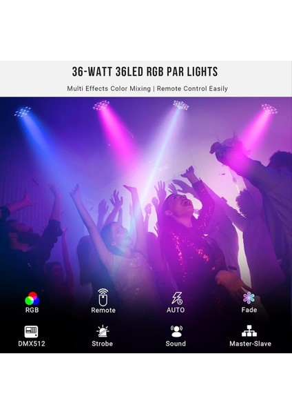 Dj Stage Hafif Kablolu Rgb 36 Düğün Partisi Kulübü Noel Sahne Aydınlatma (2 Paket) Için Dj Uplighting ile LED (Yurt Dışından) modelleri