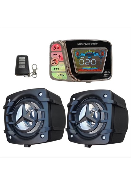 Bluetooth Motosiklet Kornaları Desteği Fm Radyo Müzik Çalar Tf Kart Motosiklet Bluetooth Hoparlör Oynatma USB Su Geçirmez A (Yurt Dışından)