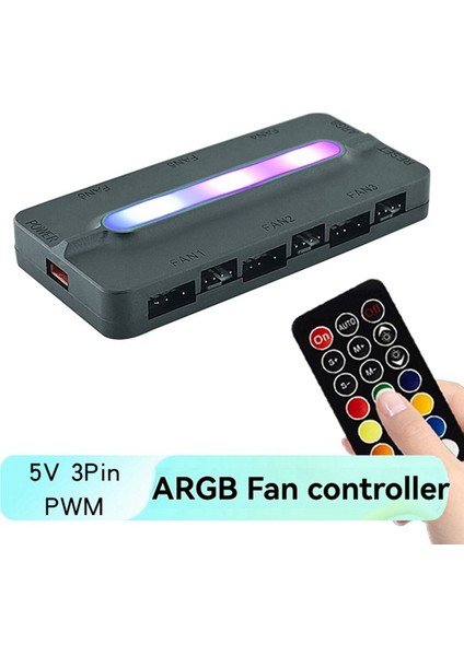 3x 5 V/3pin Argb 4pin Fan Pwm Hub 1to6 Müzik Ritim Sıcaklık Kontrol Cihazı Aura Sync Soğutma Fanı Uzaktan Kumanda Hub (Yurt Dışından) modelleri