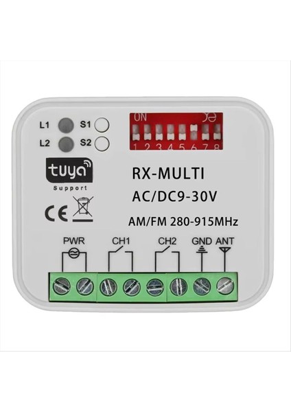 Tuya Wifi Garaj Kapısı Alıcısı 2ch Evrensel Kapı Alıcısı Çok Frekanslı 280-915MHZ Uzaktan Kumanda Anahtarı 9-30V (Yurt Dışından)