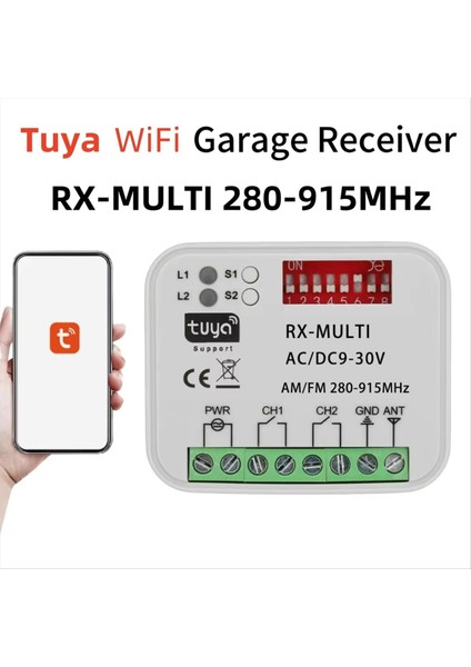 Tuya Wifi Garaj Kapısı Alıcısı 2ch Evrensel Kapı Alıcısı Çok Frekanslı 280-915MHZ Uzaktan Kumanda Anahtarı 9-30V (Yurt Dışından) fiyatları