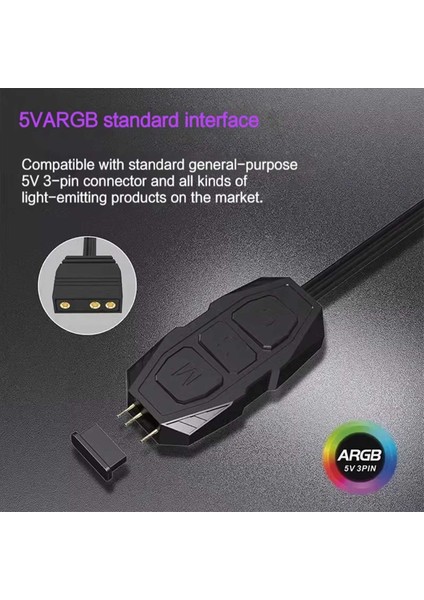 2x Argb Denetleyici 5 V 3pin Sata Güç Kaynağı Rgb Denetleyici 3pın Hub Bilgisayar Cpu Kasa Fanı LED Işık Siyah (Yurt Dışından) indirimleri