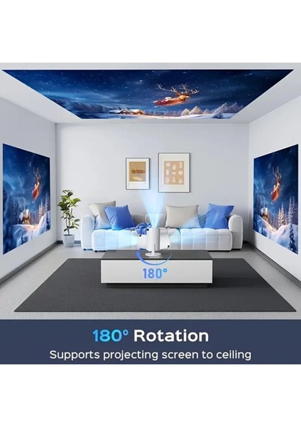 Taşınabilir Mini Projektör 720P Projektör Otomatik Dikey Keystone 180 Rotasyon Desteği Cep Telefonu Aynı Ekran Us Fiş (Yurt Dışından) fırsatları
