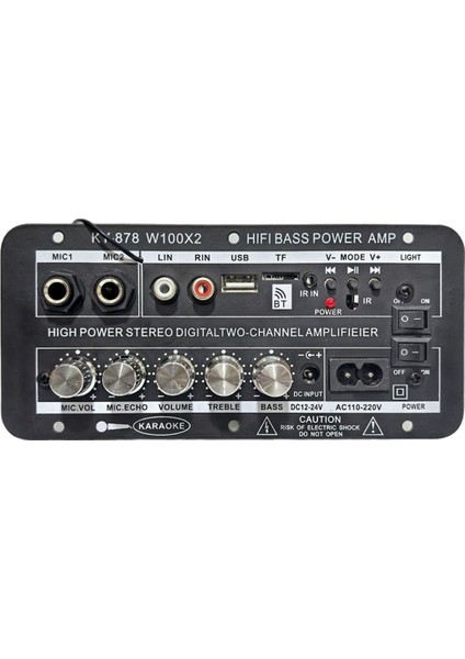 2 Kanal Stereo Dijital Bluetooth Amplifikatör Kurulu Çift Mikrofon Karaoke Amp Hoparlör Ev Sineması Araba Dıy Ab Fiş (Yurt Dışından)