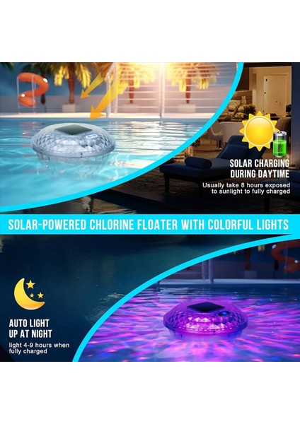 Renkli Işıklar ile 2x Güneş Enerjili Klor Şamandıra 1 Inç ve 3 Inç Için Havuz Klor Dispenseri (Yurt Dışından) modelleri