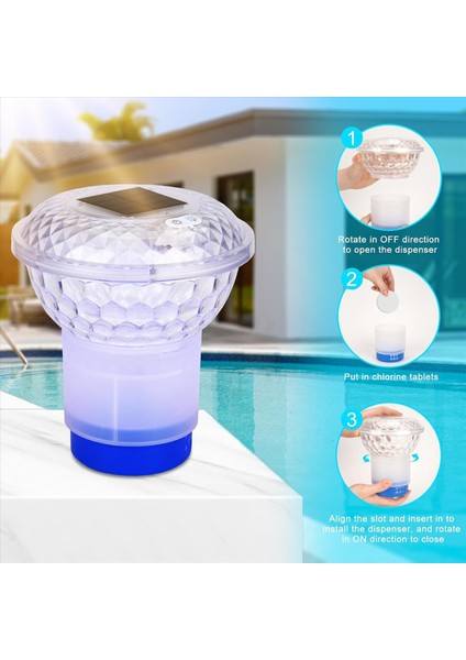 Renkli Işıklar ile 2x Güneş Enerjili Klor Şamandıra 1 Inç ve 3 Inç Için Havuz Klor Dispenseri (Yurt Dışından) fırsatları