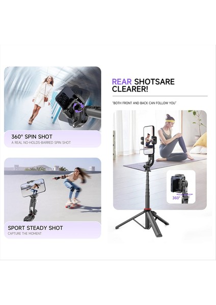 Aı Yüz Takip El Gimbal Sabitleyici 360° Fotoğrafçılık Manyetik Uzaktan Selfie Çubuğu Tripod Akıllı Telefon 1/4ın Vida (Yurt Dışından) modelleri