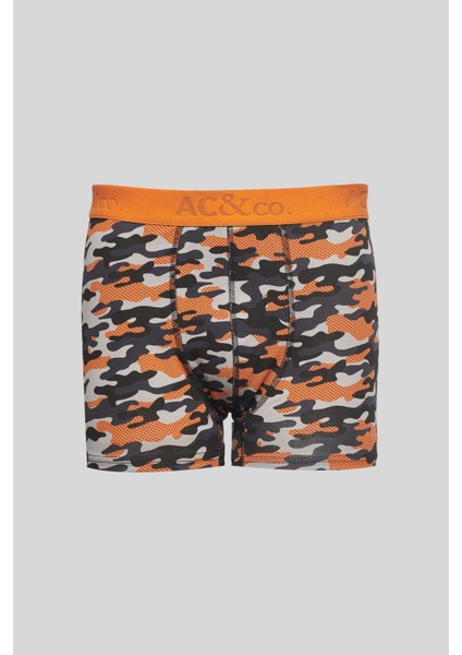 Erkek Sıyah Turuncu 3'lü Pamuklu Esnek Boxer Paketi modelleri