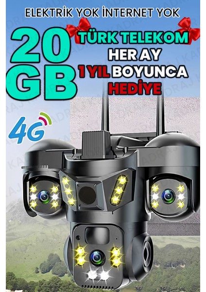 Sim Kartlı Kamera, 3 Kameralı, Solar Panelli, 20GB Turk Telekom Hat Dahil, Insan Algılama, Sesli Konuşma, ALARM,X66B fiyatları