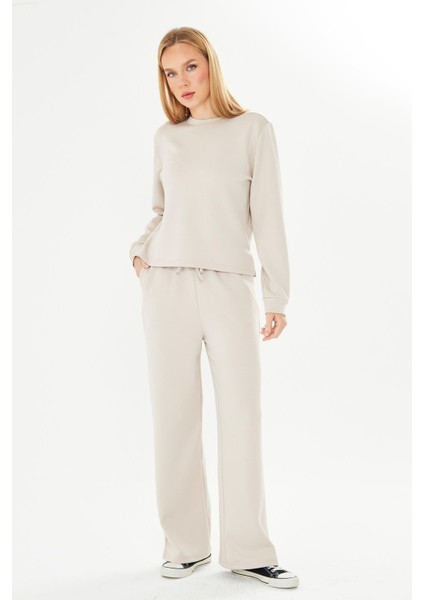 Kadın Modal Kumaş Rahat Kalıp Eşofman Takımı Taş 8509-T