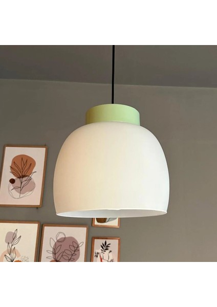 Dijon Beyaz Cam Sarkıt Avize Mint Başlık Salon Mutfak Avizeleri Pastane Modelleri