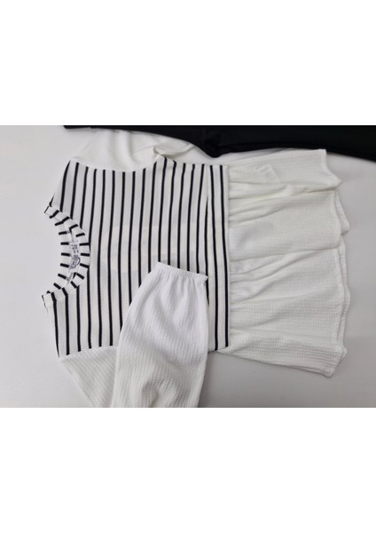 Smile Kız Çocuk Ispanyol Paça Takım 5-8 Yaş Siyah-Beyaz