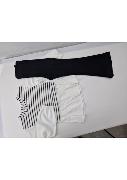 Smile Kız Çocuk Ispanyol Paça Takım 5-8 Yaş Siyah-Beyaz fiyatları