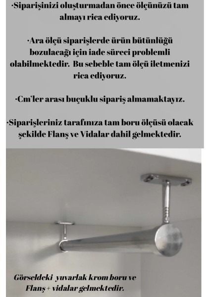 Dolap Içi (72 Cm) Yuvarlak Krom Askı Borusu( Askı Borusu + Flanş + Vida) - 1.kalite fiyatları