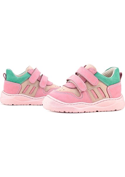 Schaggy Hakiki Deri Pembe Yeşil Bebek Spor Ayakkabı