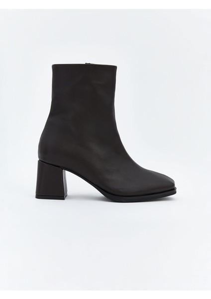 Yeni Sezon Deri Görünümlü Kadın Topuklu Bot fiyatları