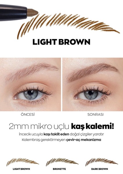 Micro Fine 2mm Uçlu Çevir Aç Kaş Kalemi Dark Brown fiyatları