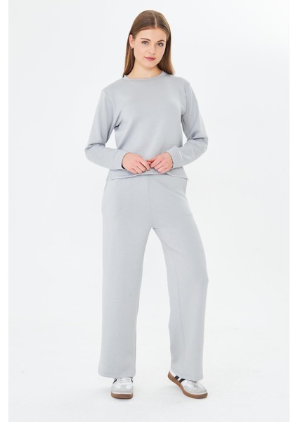 Kadın Modal Kumaş Rahat Kalıp Eşofman Takımı Gri 8509-G