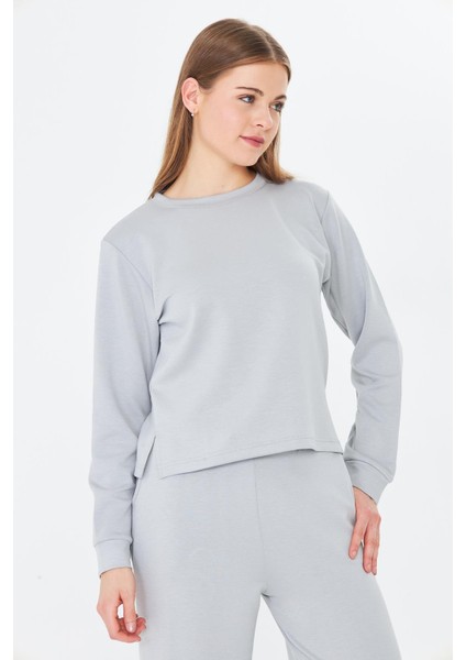 Kadın Modal Kumaş Rahat Kalıp Eşofman Takımı Gri 8509-G