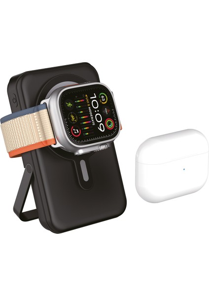 10.000 Mah Kablosuz ve Kablolu Powerbank | Apple Watch ve Airpods Uyumlu 37.5 Watt Standlı Powerbank fırsatları