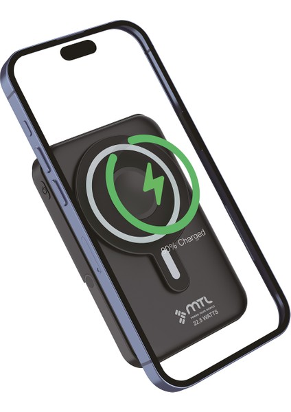 10.000 Mah Kablosuz ve Kablolu Powerbank | Apple Watch ve Airpods Uyumlu 37.5 Watt Standlı Powerbank