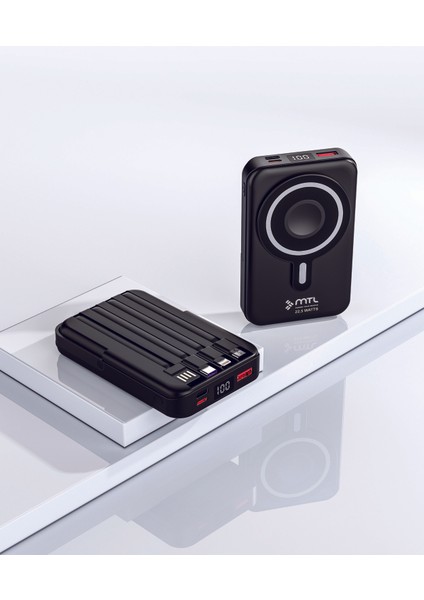 10.000 Mah Kablosuz ve Kablolu Powerbank | Apple Watch ve Airpods Uyumlu 37.5 Watt Standlı Powerbank