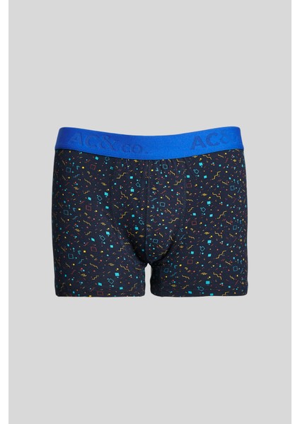 Erkek Lacivert-saks Mavi 3'lü Pamuklu Esnek Boxer Paketi modelleri