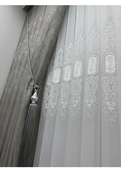 Nivemeshome 2533-2 Iris Gümüş 1/3 Pileli Tül Perde Apm modelleri