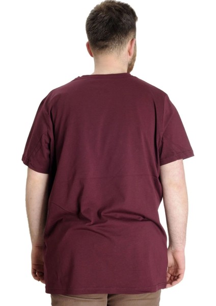 Büyük Beden Erkek Tshirt Bisiklet Yaka Basic 20031 Mürdüm fiyatları